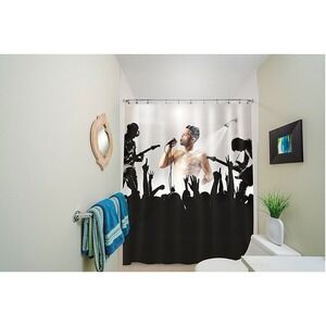 BigMouth Inc Shower Curtain Unisex 70x70 Black White NEW Rockstar Novelty Gag